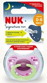 NUK (НУК) соска-пустышка силиконовая ортодонтическая Signature Night 0-6 месяцев + контейнер Космос розовый, MAPA GmbH
