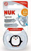 Nuk Space Night (НУК) соска-пустышка силиконовая ортодонтическая 0-6месяцев Пингвин +контейнер, MAPA GmbH